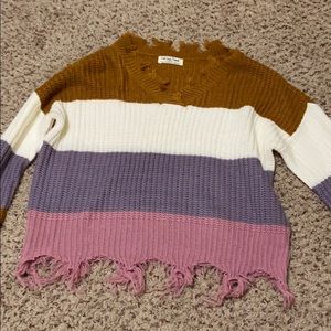 multi color ripped juniors sweater